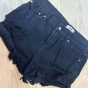 Jbd Black Denim Distressed Shorts